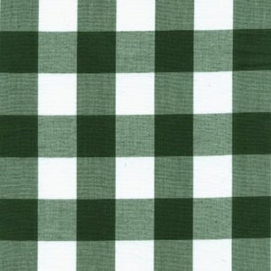 Yellow Retro Style Cafe Curtain 9 More Color Options, Gingham Check, Rod Pocket, Hunter Green