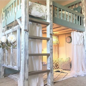 Loft Bed Drop Sheet Curtain, Kids Bunk Tent, Teens, Fort, Dorm, RV, Airbnb, Room Divider, Modern Farmhouse, Shabby French,