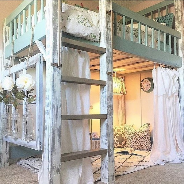 Loft Bed Drop Sheet Curtain, Kids Bunk Tent, Teens, Fort, Dorm, RV, Airbnb, Room Divider, Modern Farmhouse, Shabby French,