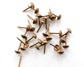 Small Upholstery Tacks Nails in Natural French Brass for DIY Projects
