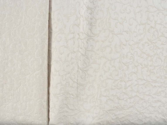 Ivory Damask Jacquard Fabric Upholstery Drapery Tablecloths | Etsy