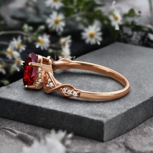 Vintage Oval Cut Ruby Ring 14K Solid Gold Ruby Gemstone Engagement Ring ...