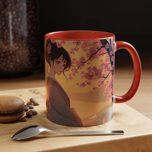 Mug, Japanese Coffee Cup, Tea Mug, Edo Style Cherry Blossom Drinkware, Gift for Sakura Lovers