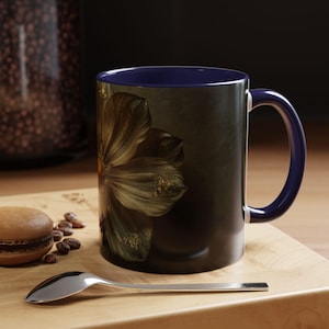 Mysterious Vintage Flower Mug, Floral Tea Cup, Retro Coffee Mug, Botanical Drinkware, Gift for Gardeners, Unique Kitchen Decor