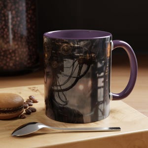 Coffee Mug, Mechanical Girl Design, Unique Tea Cup, Quirky Kitchen Decor, Fantasy Mug Gift, Steampunk Mug, Robot Lover Gift