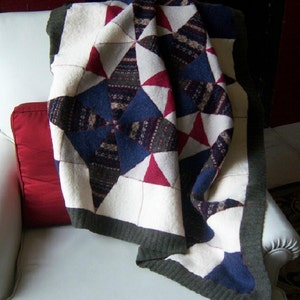 Recycled Wool Lap Baby Blanket/ Kaleidoscope pattern image 3