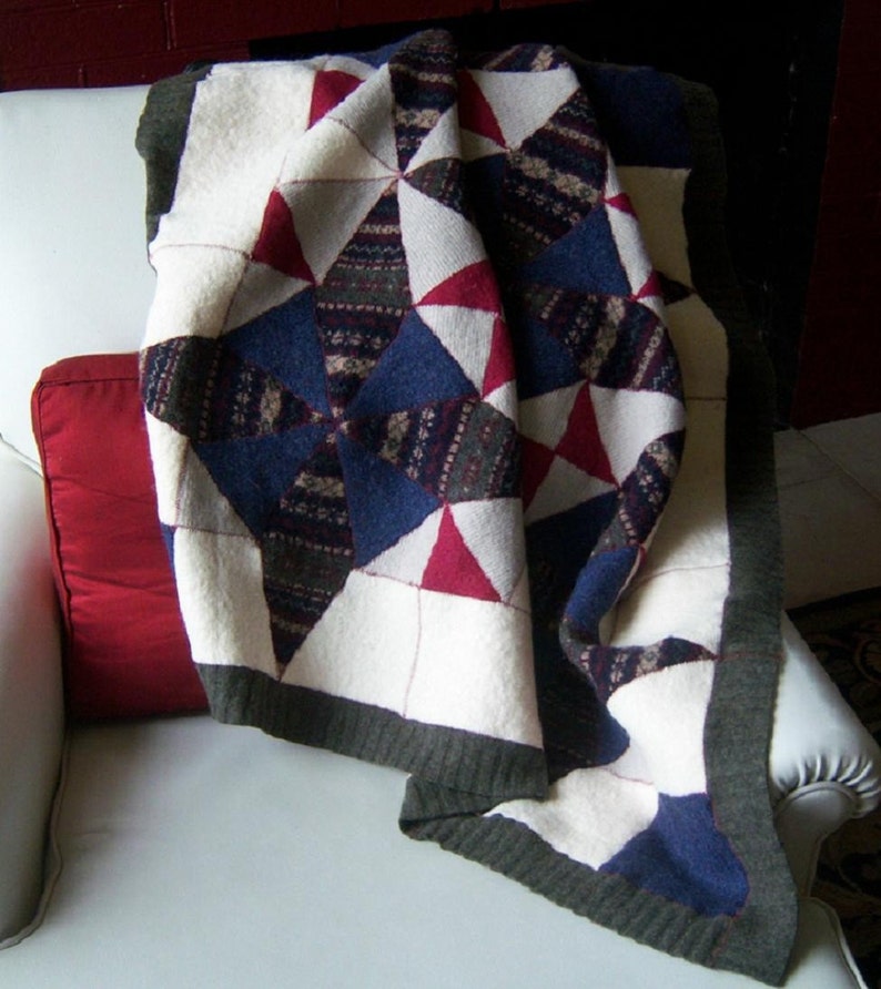 Recycled Wool Lap Baby Blanket/ Kaleidoscope pattern image 3