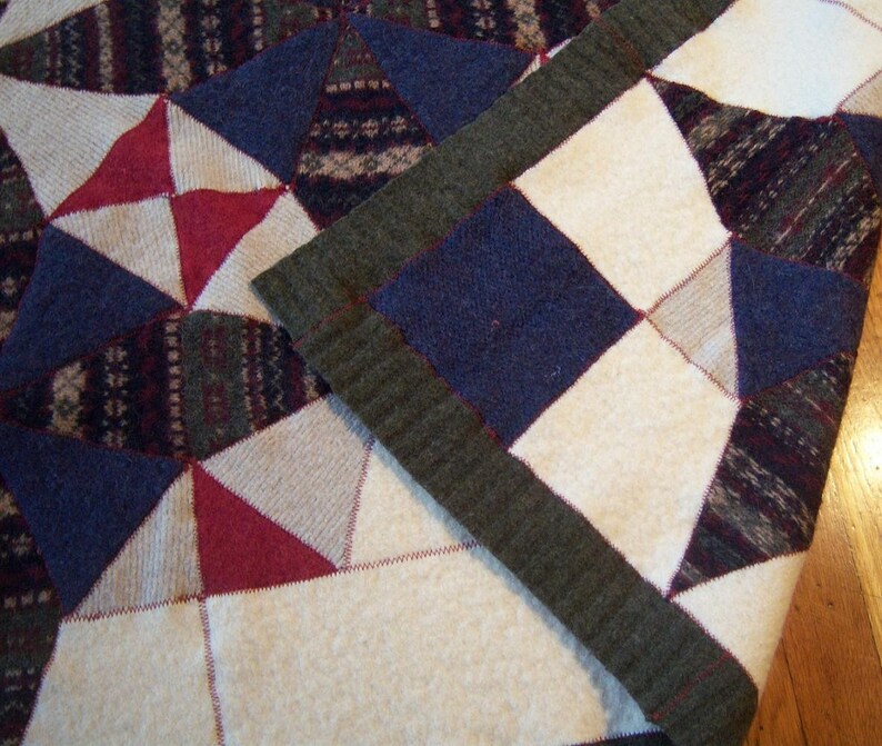 Recycled Wool Lap Baby Blanket/ Kaleidoscope pattern image 4