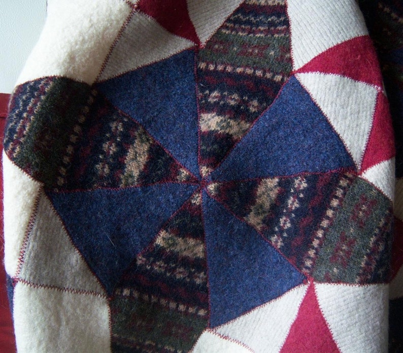 Recycled Wool Lap Baby Blanket/ Kaleidoscope pattern image 1