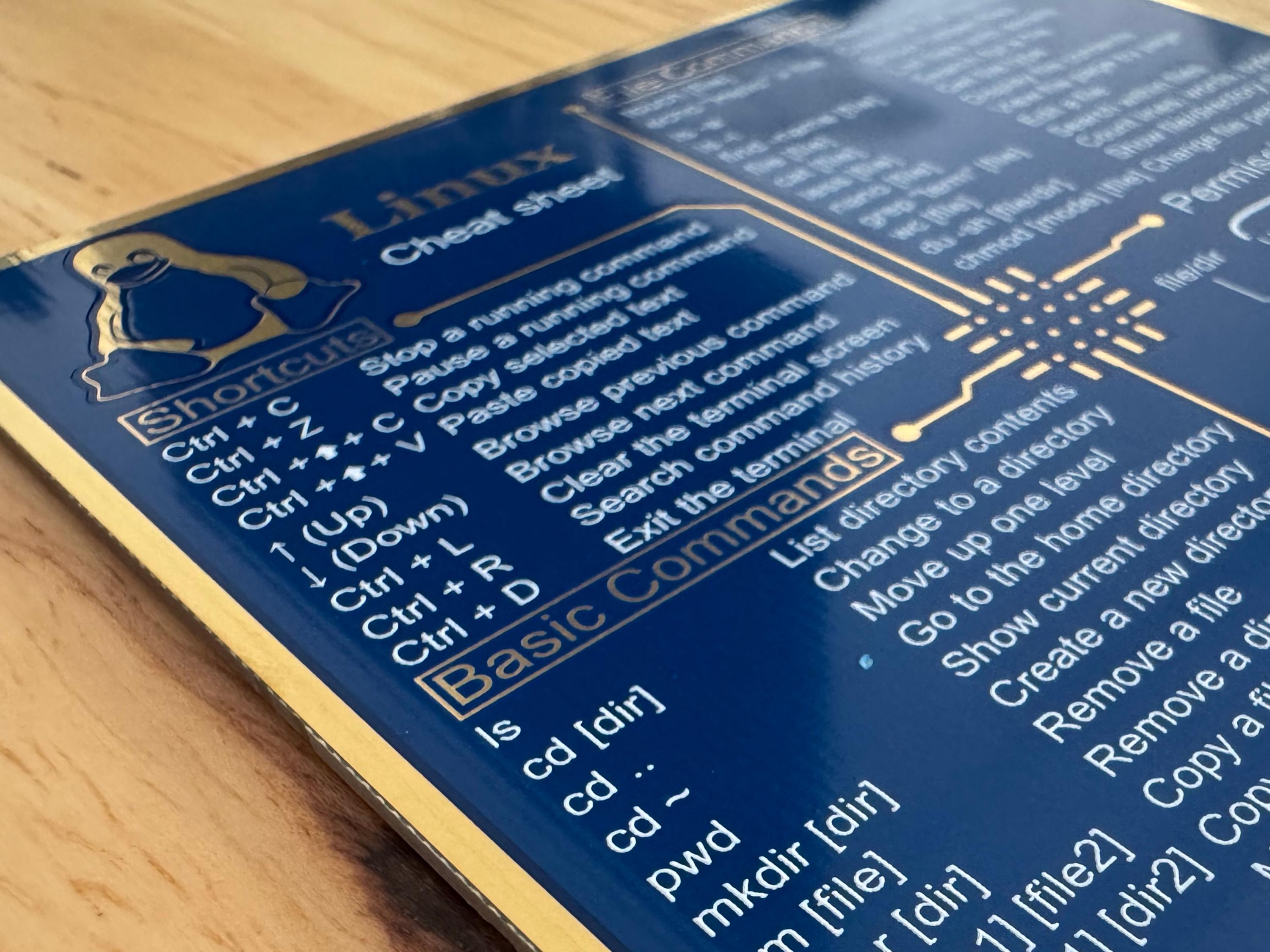 Linux PCB Cheat Sheet Coasters: Gold Trace Printed Circuit Board - Etsy