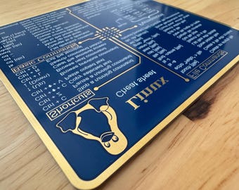 Linux PCB Cheat Sheet Coasters: Gold Trace Printed Circuit Board