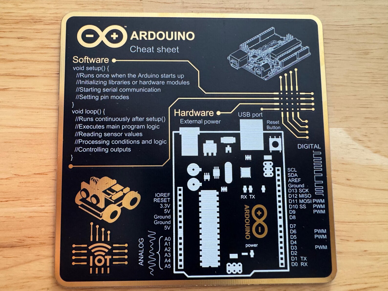 Gold Arduino Arduino PCB Cheat Sheet Coasters: Gold Trace Printed Circuit Board - Etsy