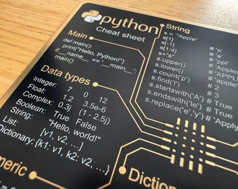 Python Cheat Sheet PCB Coasters: Gold Trace Printed Circuit Board