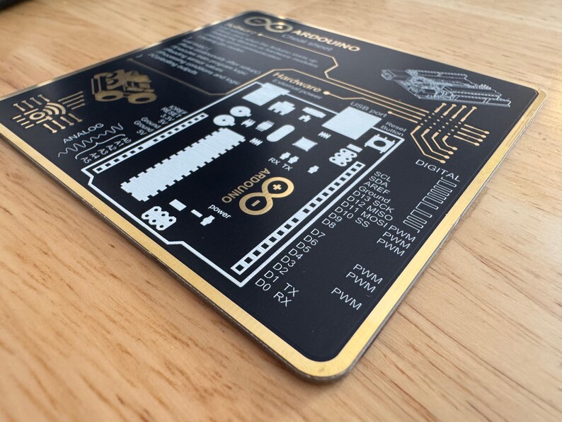 Gold Arduino Arduino PCB Cheat Sheet Coasters: Gold Trace Printed Circuit Board - Etsy