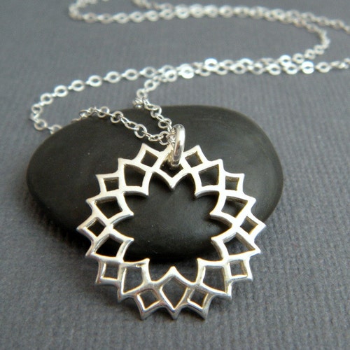 Silver Crown Chakra Necklace. Small Yoga Charm. Sterling Etsy