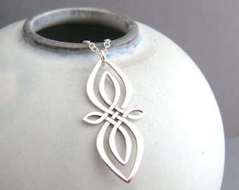 Sterling Silver Celtic Knot Necklace: Infinity Pendant, Modern Jewelry