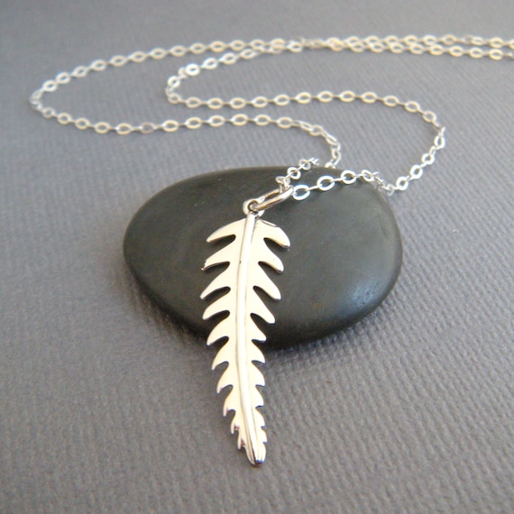 Sterling silver fern leaf necklace small tropical plant charm vacation memory simple nature pendant everyday dainty jewelry gift her 1 Etsy