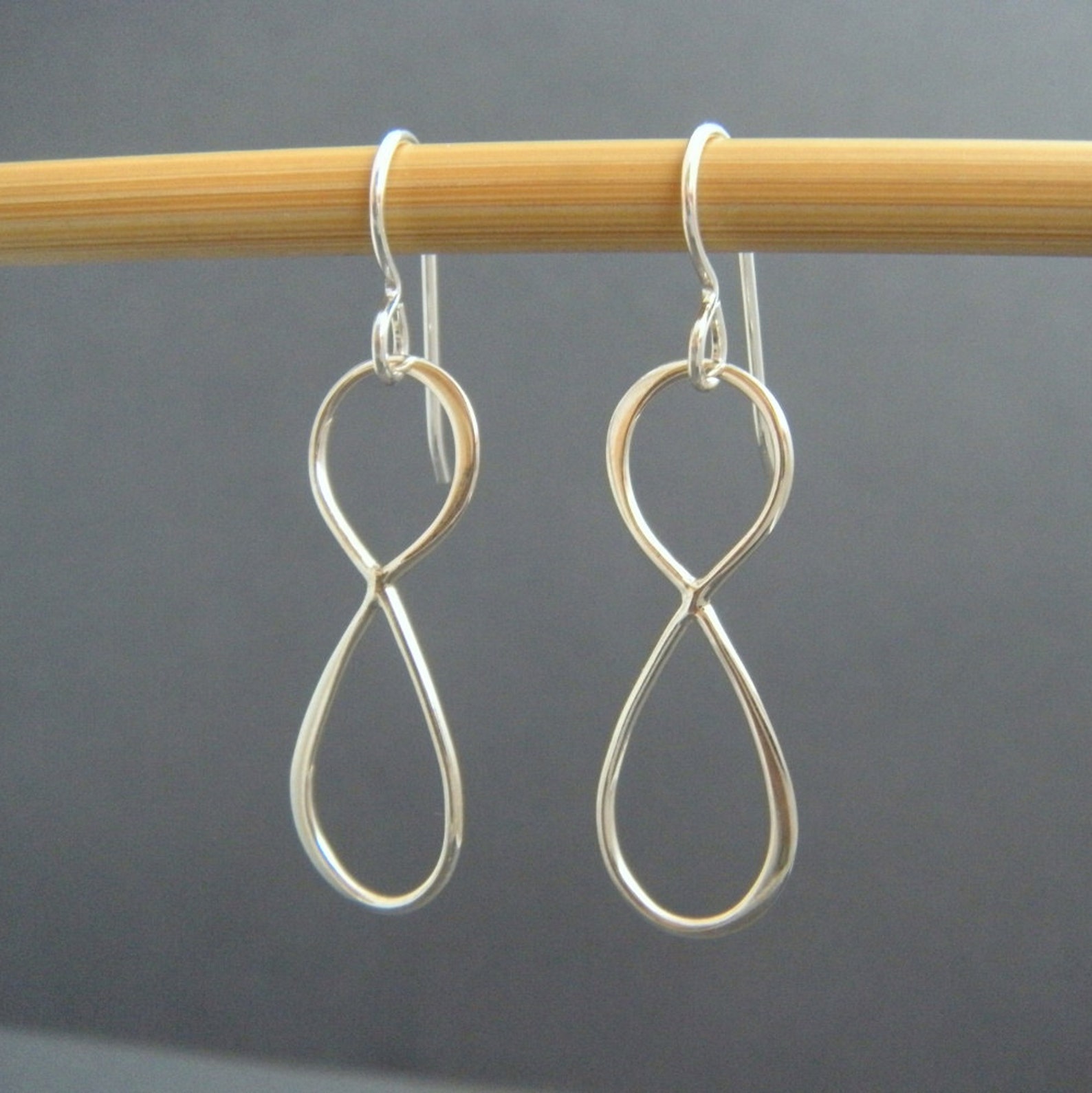 Sterling silver infinity hoop earrings. large leverback hook | Etsy