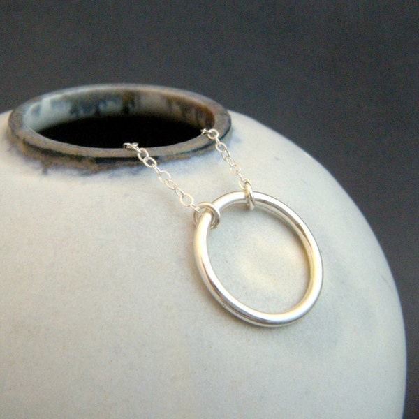 eternity circle necklace. sterling silver circle necklace. large ring. simple. delicate. dainty. everyday. zen jewelry. 3/4" open circle