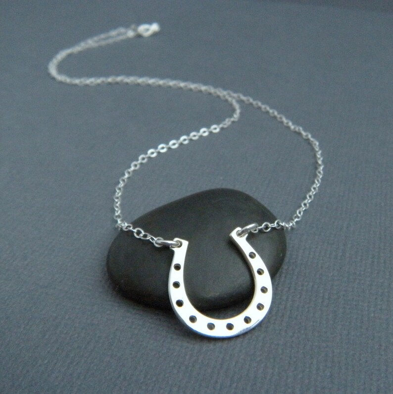 Silver horseshoe necklace. lucky charm jewelry. good luck. Etsy