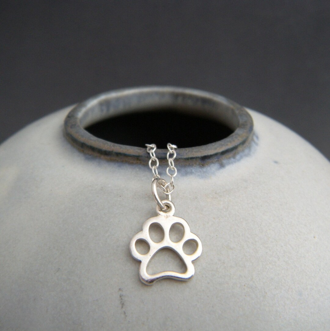 Sterling Silver Paw Print Necklace - Openwork Pet Lover Jewelry - Etsy