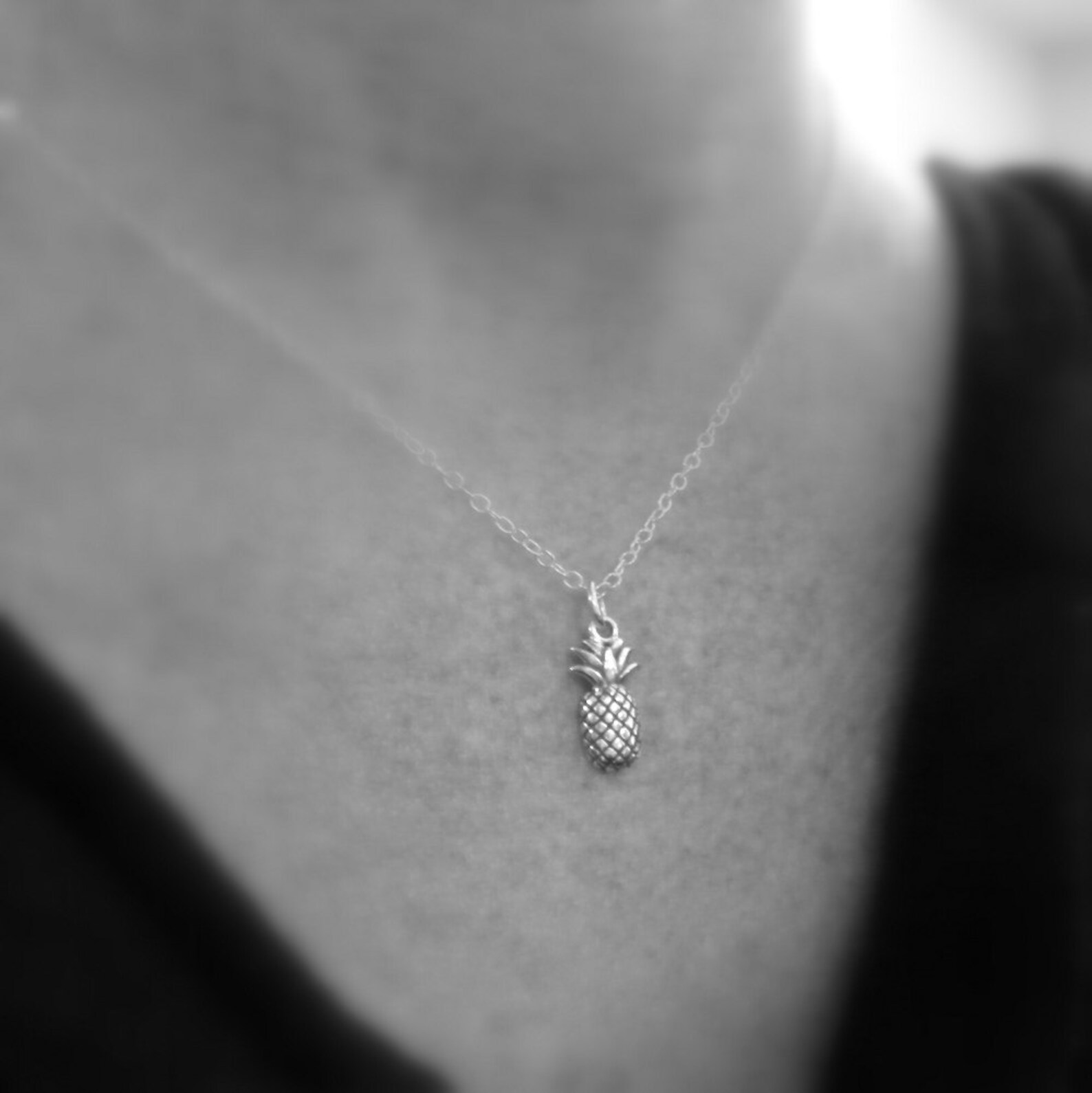 Tiny Silver Pineapple Necklace. Simple Everyday Jewelry. Etsy