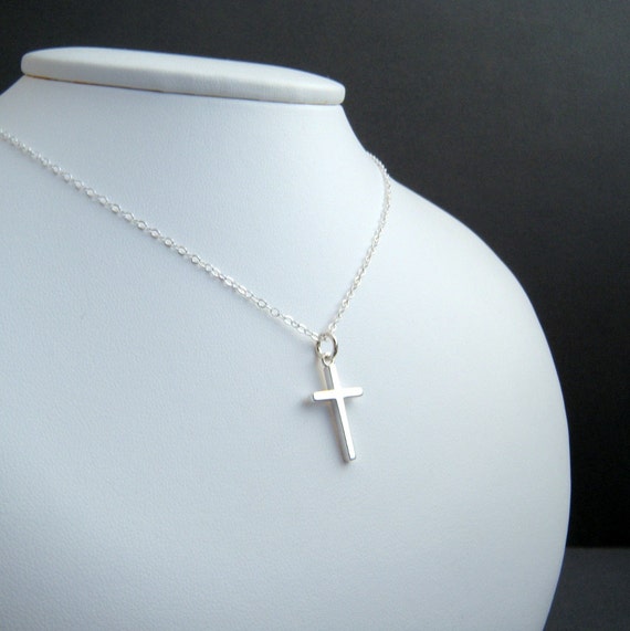 Silver Cross Necklace. MEDIUM. Sterling Silver Cross Pendant