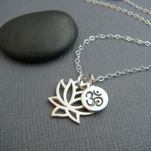 Lotus Flower Necklace, Sterling Silver, Yoga Jewellery