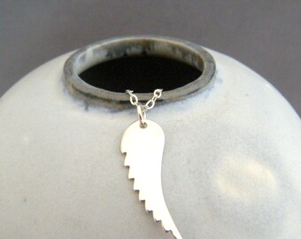 Sterling Silver Angel Wing Necklace, Petite Charm (1 inch)