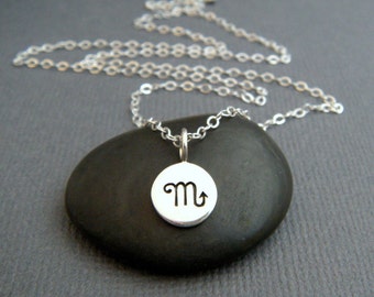 Tiny Sterling Silver Scorpio Necklace, Zodiac Astrology Pendant
