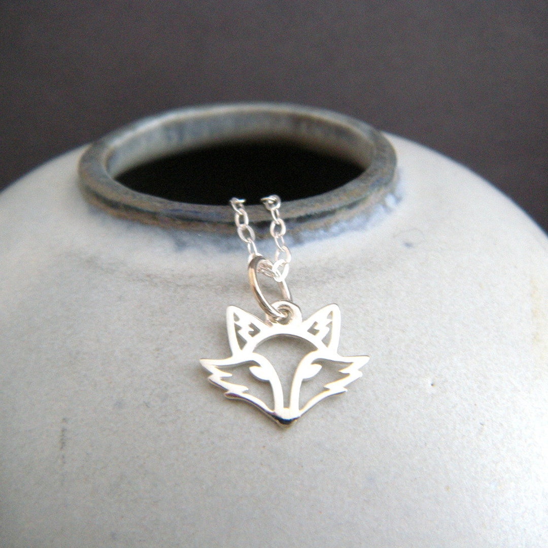 Small Sterling Silver Fox Head Necklace Spirit Animal Symbol Tiny Power