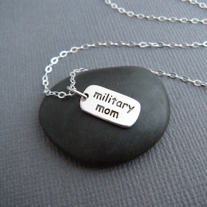 sterling silver military mom necklace tiny inspirational jewelry small patriotic patriot mother word everyday strength faith gift charm