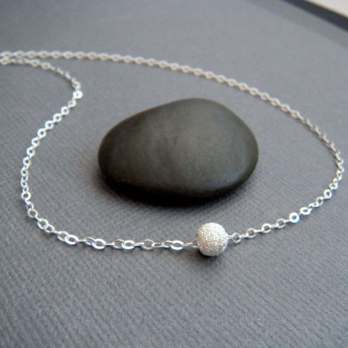 Tiny Bead Necklace. Small Round Ball Sterling Silver Necklace. Etsy