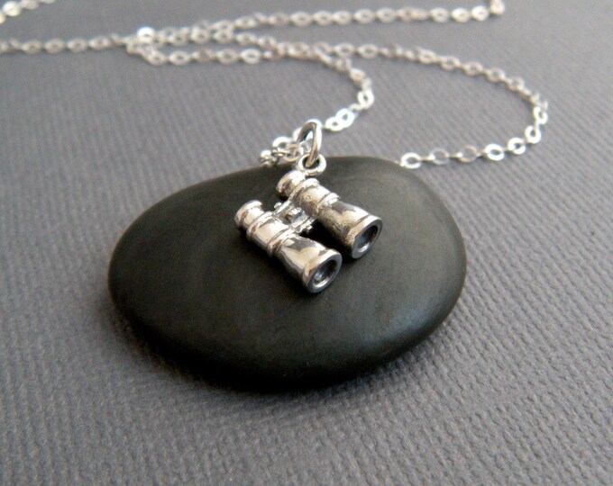 Tiny Sterling Silver Binoculars Necklace Small Hobby 3D Etsy