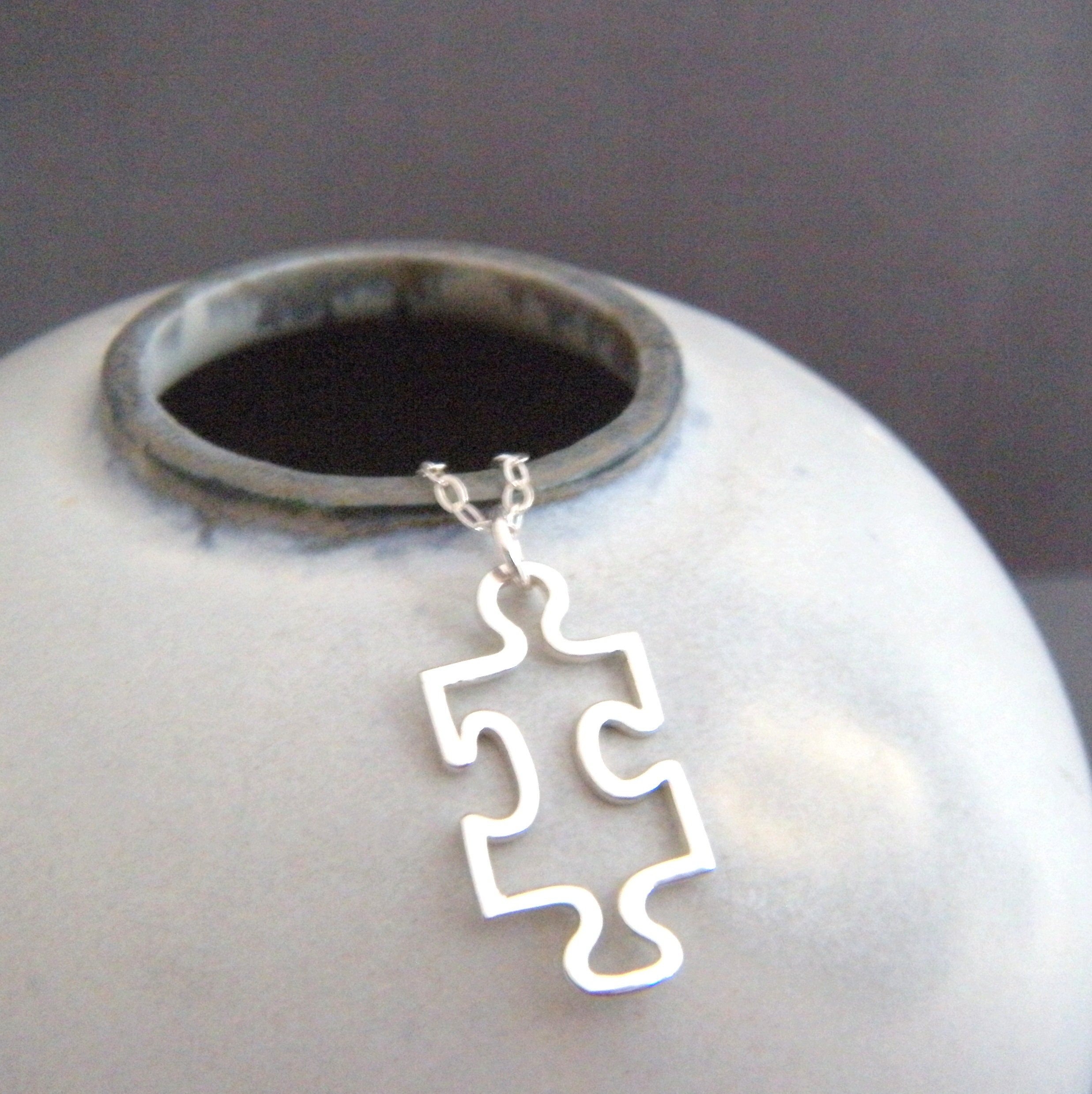 Sterling Silver Puzzle Piece Necklace, Autism Awareness Jewelry - Etsy