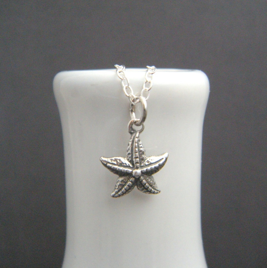 Small Starfish Necklace. Tiny Sterling Silver Star Fish Ocean Pendant ...