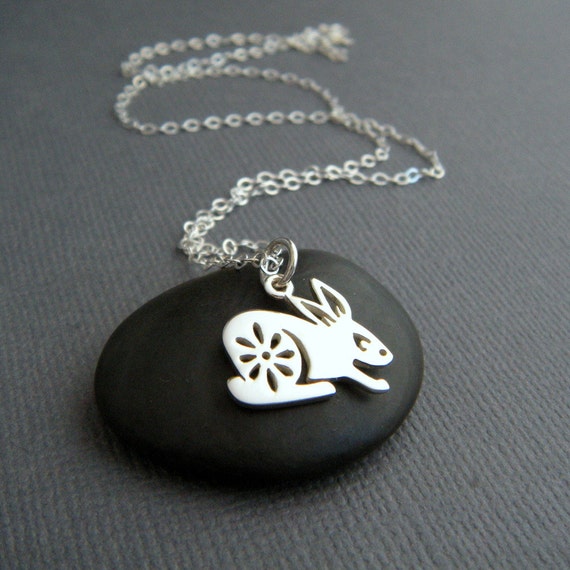 Sterling Silver Rabbit Necklace. Small 