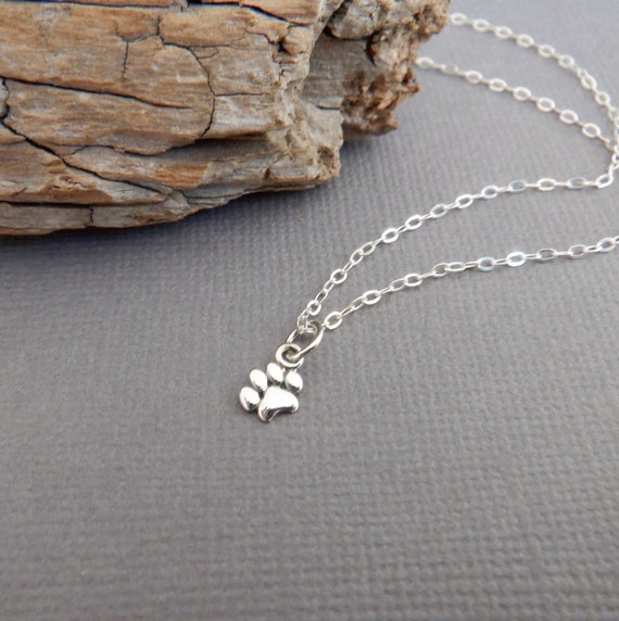 Super Tiny Sterling Silver Paw Print Necklace Tiny Small Pet Dog Pride Pendant Animal Cat Love Charm Pawprint Four Legged Mom Jewelry 1 8 Etsy