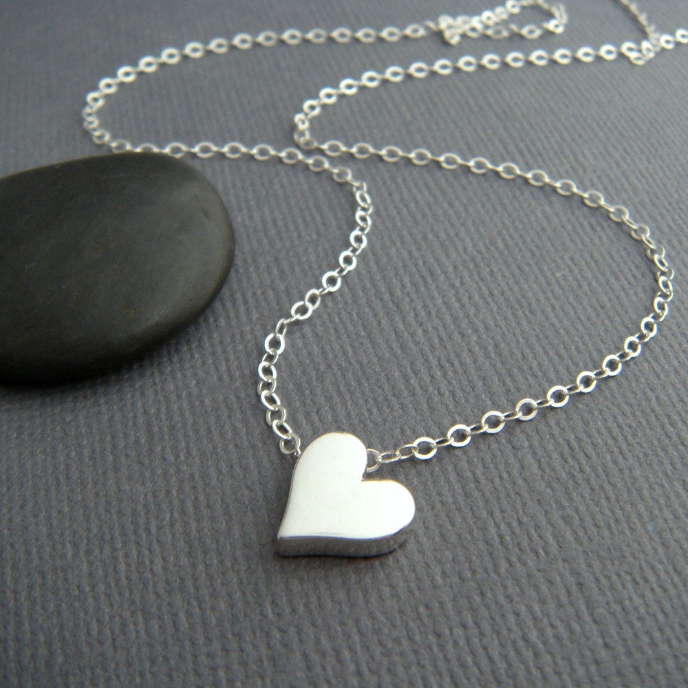 Small Heart Necklace. Sterling Silver Bead Tiny Romantic - Etsy