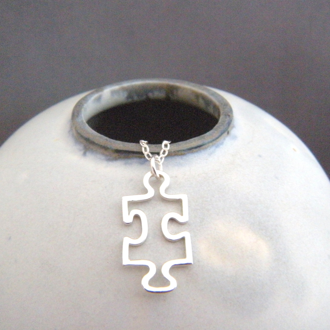 Sterling Silver Puzzle Piece Necklace, Autism Awareness Jewelry - Etsy