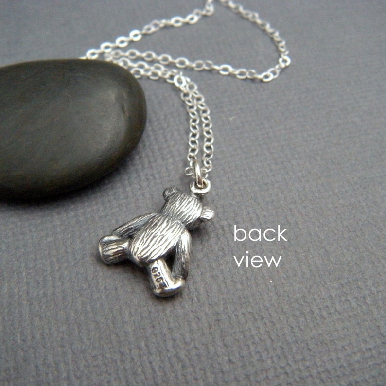 sterling silver teddy bear necklace. toy charm. story teddybear pendant. realistic animal love jewelry unique gift for collector 5/8 image 3