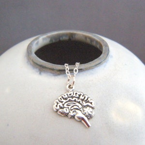 sterling silver brain necklace body part replica anatomical charm halloween anatomy pendant medical nurse DR RN MD gift human anatomy 1/2"