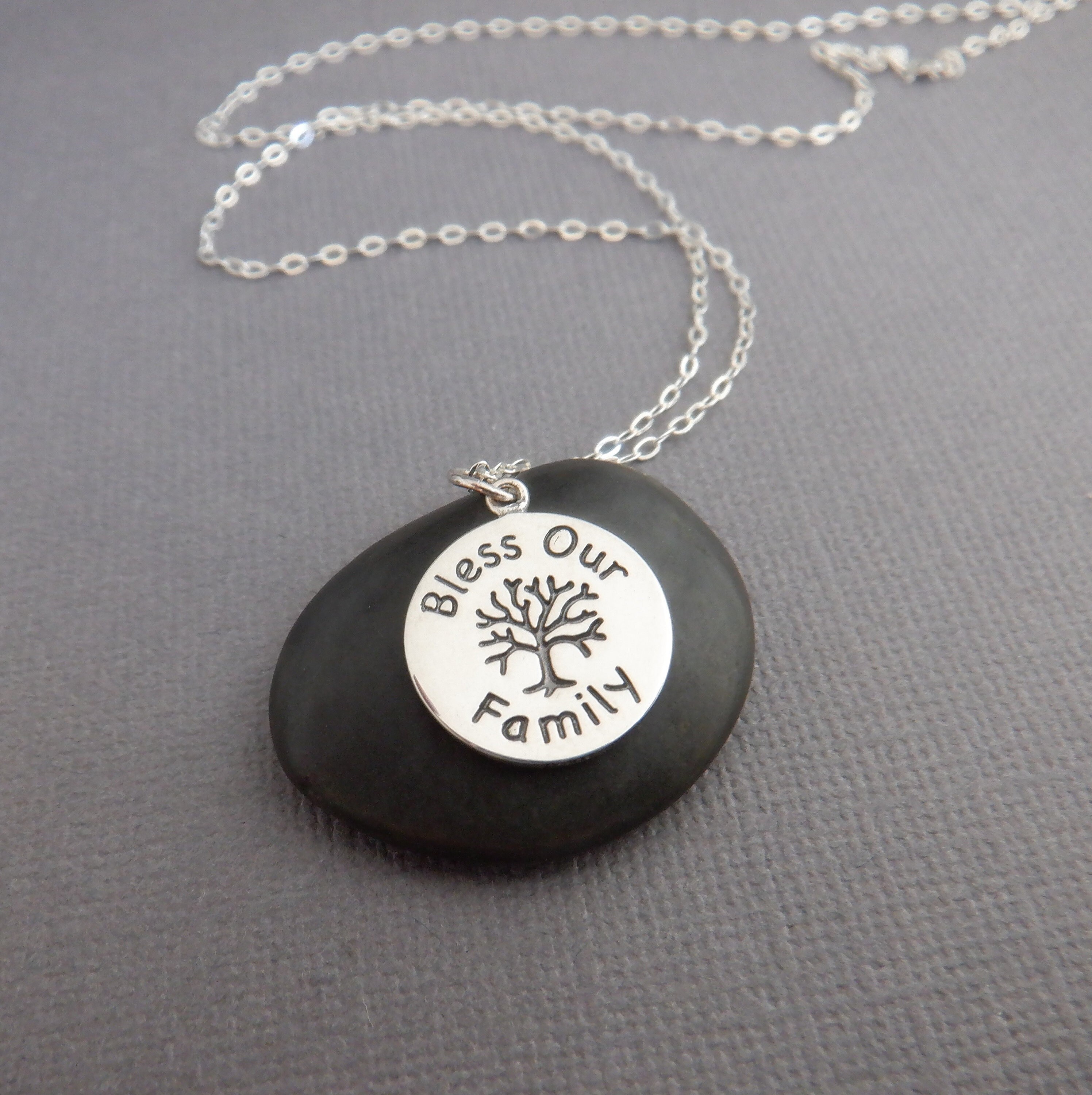 Silver family necklace deals
