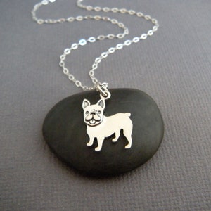 sterling silver French bulldog necklace small sterling pet pendant tiny Frenchie charm frog bull dog breed gift charm animal jewelry 1/2"
