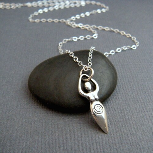 Silver Goddess Necklace. Small Sterling 