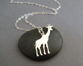 tiny sterling silver giraffe necklace spirit animal charm woodland pendant whimsical jewelry nature soul self acceptance love gift her 3/4"