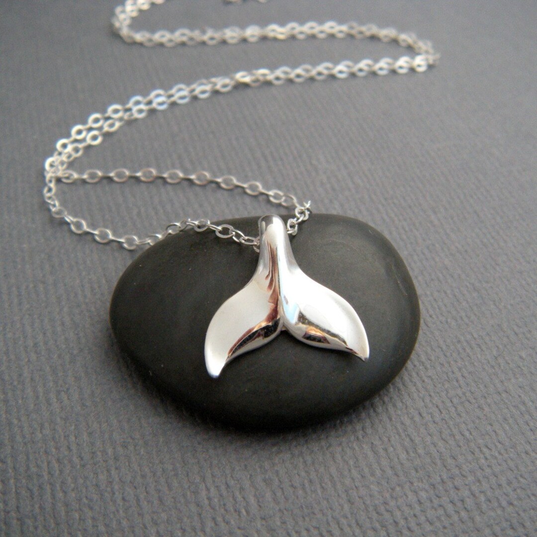 Small Whale Tail Necklace. Fluke Sterling Silver Ocean Pendant Aquatic ...