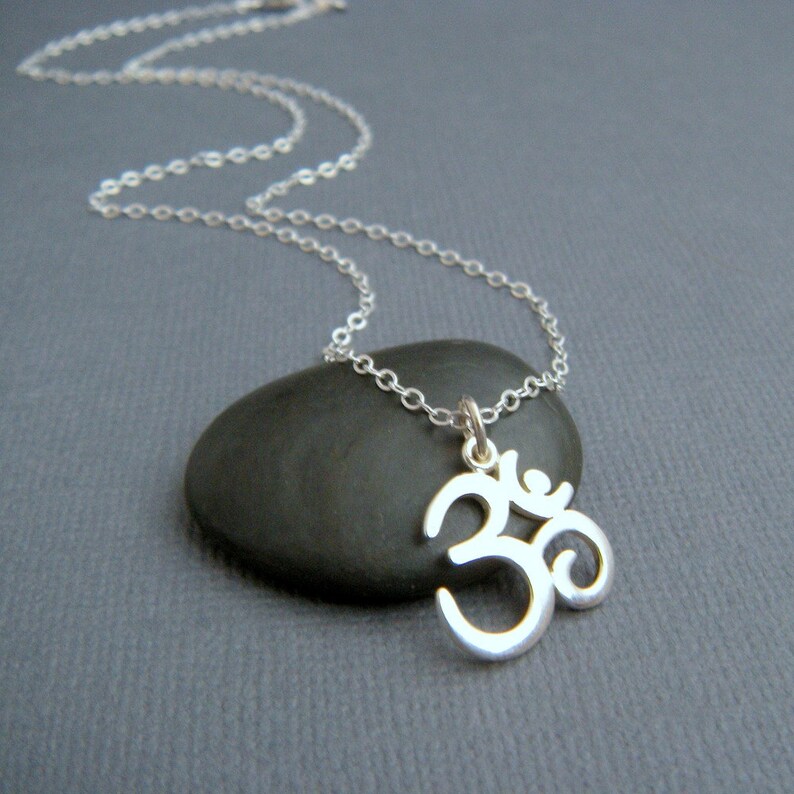 Silver Om necklace. sterling silver pendant. zen yoga jewelry. Etsy