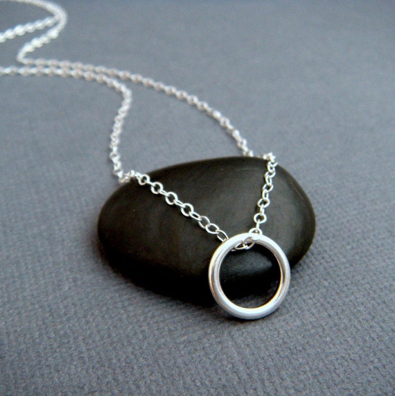Silver Ring Necklace. Small Circle Necklace. Simple Everyday - Etsy