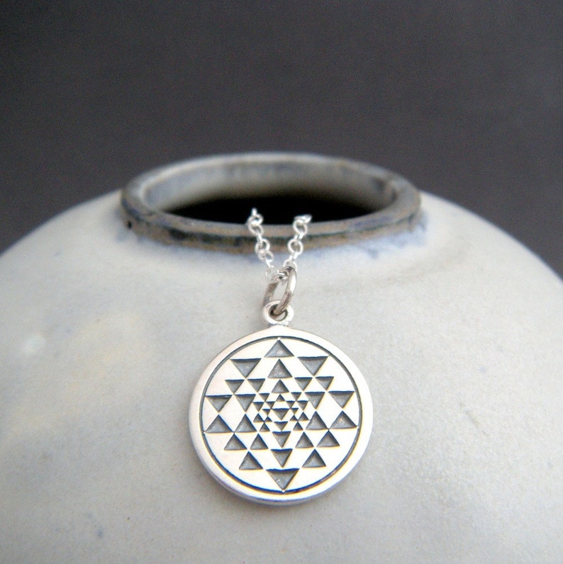 Silver Sri Yantra Necklace. Sterling Zen Yoga Yogi Jewelry. Etsy
